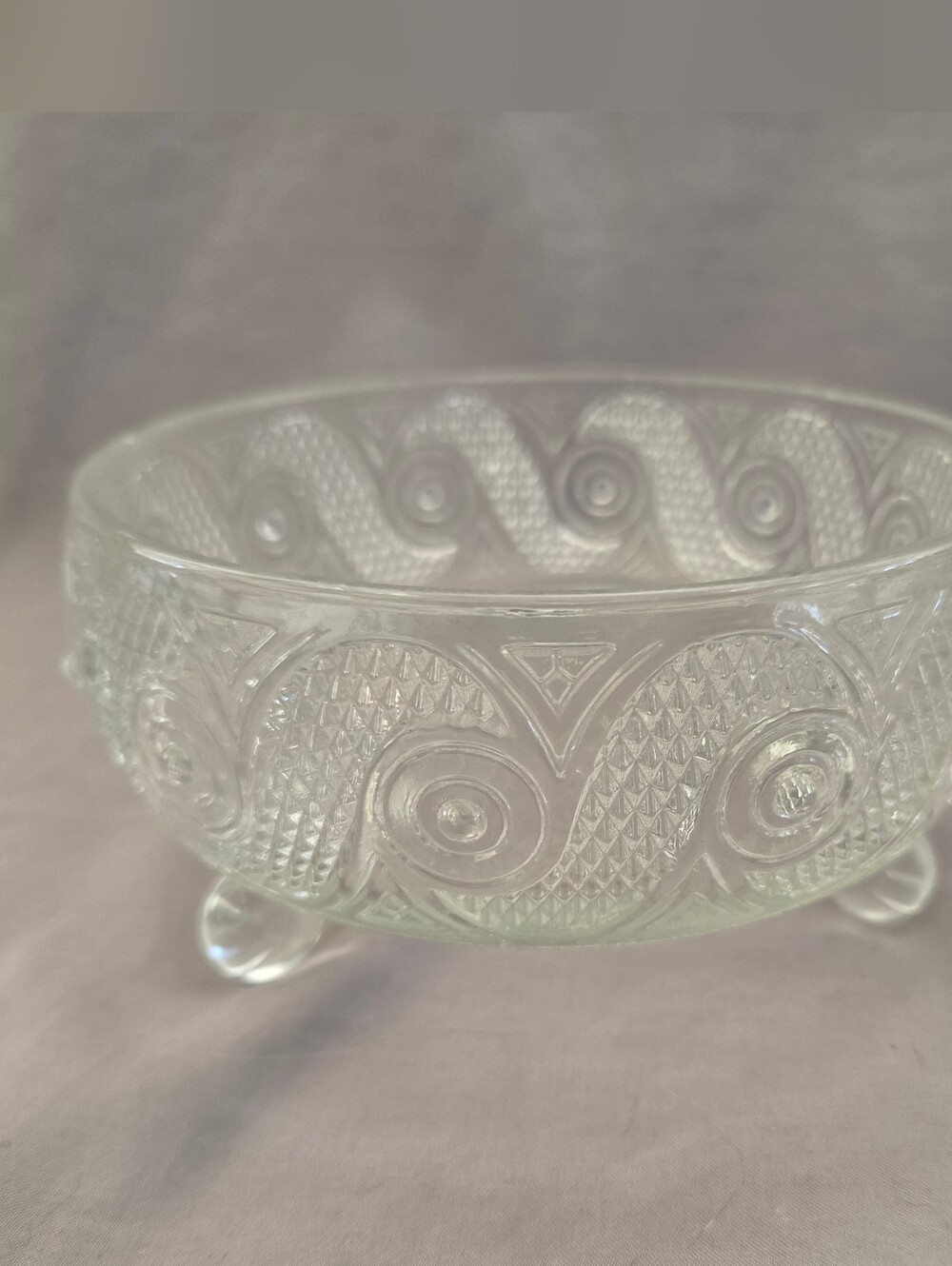 Clear Glass Decorative Footed Bowl By Avon